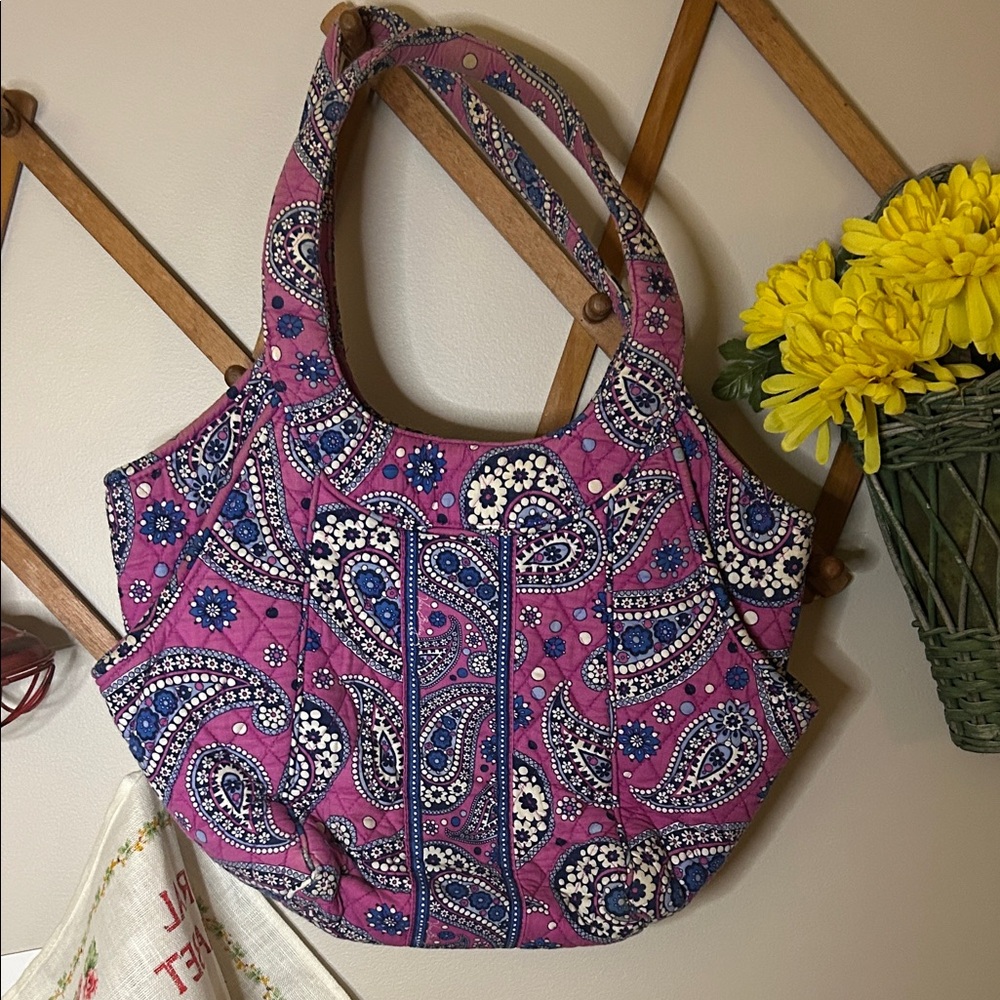 Vera Bradley Pink and Blue Paisley Shoulder Bag